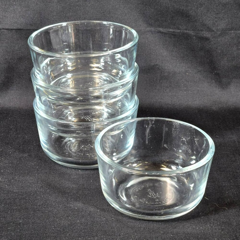 Set (4) Anchor Hocking Food Prep Glass Bowl Custard Cups 1 Cup Microwave Safe